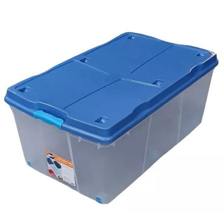 Caja Organizadora 100 Litros Con Ruedas Color Agua Rollbox 100 Litros