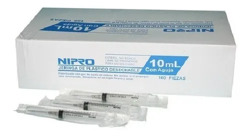 Jeringa Desechable 10 Ml Nipro 100 Un.
