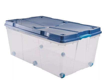 Caja Organizadora 100 Litros Con Ruedas Color Agua Rollbox 100 Litros