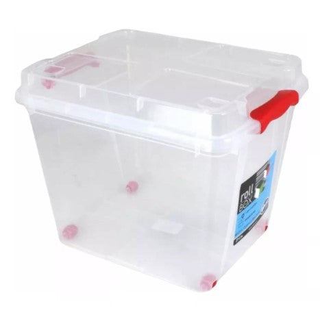 Caja Organizadora 27 Litros Con Ruedas Color Transparente Liso