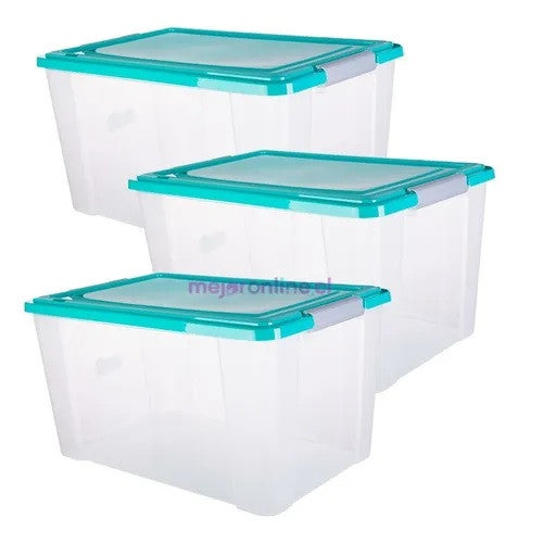 Caja Organizadora 65 Lts Transparente 3 Un.