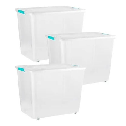 Caja Organizadora 72 Lts Con Ruedas. / Pack 3 Un.