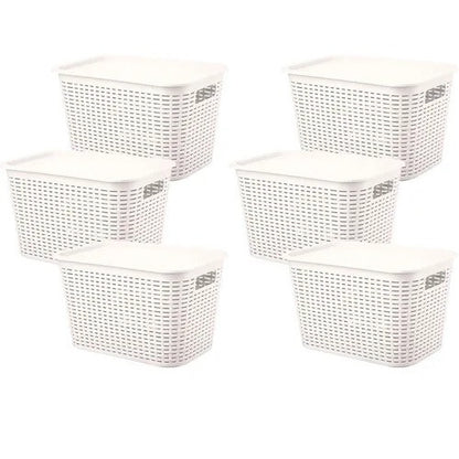 Caja Organizadora Canasta Ratán 22 Lt. / Pack 6 Un.