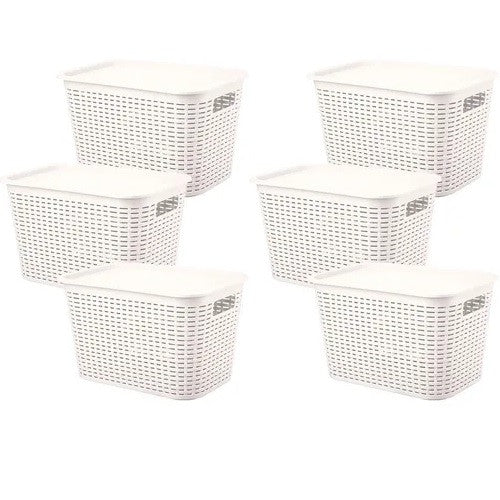 Caja Organizadora Canasta Ratán 22 Lt. / Pack 6 Un.