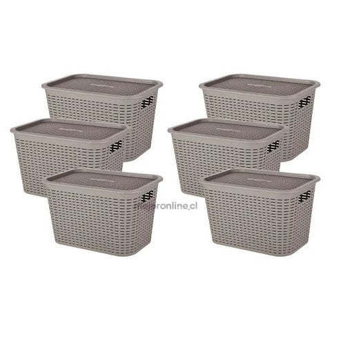 Caja Organizadora Canasta Ratán 22 Lt. / Pack 6 Un.