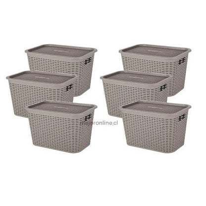 Caja Organizadora Canasta Ratán 22 Lt. / Pack 6 Un.