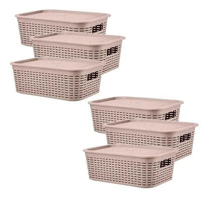 Caja Organizadora Canastilla Ratán 13 Lt. / Pack 6 Un.