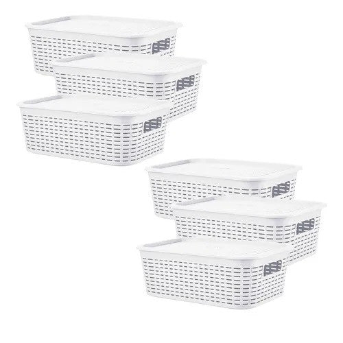 Caja Organizadora Canastilla Ratán 13 Lt. / Pack 6 Un.
