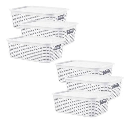 Caja Organizadora Canastilla Ratán 13 Lt. / Pack 6 Un.