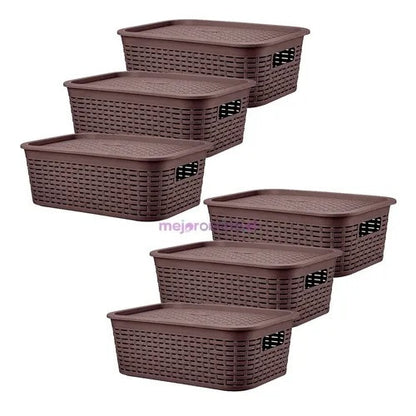 Caja Organizadora Canastilla Ratán 13 Lt. / Pack 6 Un.