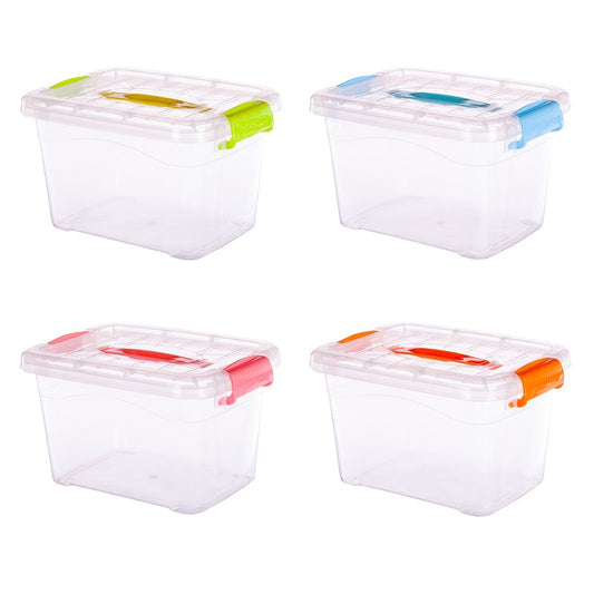 Caja Organizadora Transparente 5 Lts / Pack 4 Colores