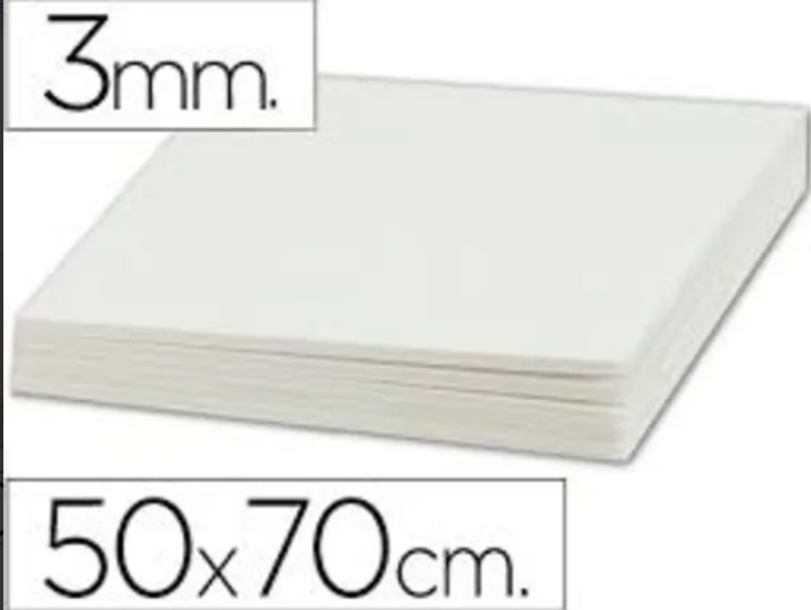 Carton Pluma 50x70 Cms. Espesor 3 Mm. Pack 10 Un.