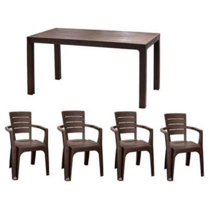 Comedor Resina Tipo Madera 150x80 Cm. Incluye 6 Sillas