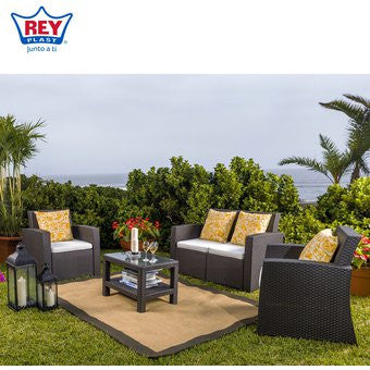 Juego De Living Ratán Para Terraza 4 Personas