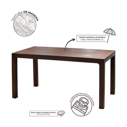 Comedor Resina Tipo Madera 150x80 Cm. Incluye 6 Sillas