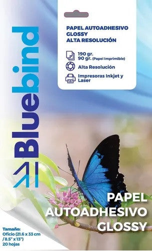 Papel Autoadhesivo imprimible oficio 20 un.