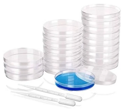 Placa Petri De Plástico 100x15 Mm Y Pipetas 3ml. Pack 20 Un.