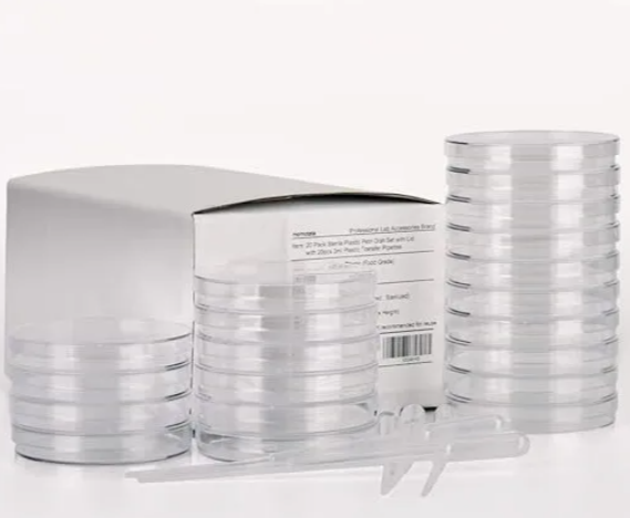 Placa Petri De Plástico 100x15 Mm Y Pipetas 3ml. Pack 20 Un.