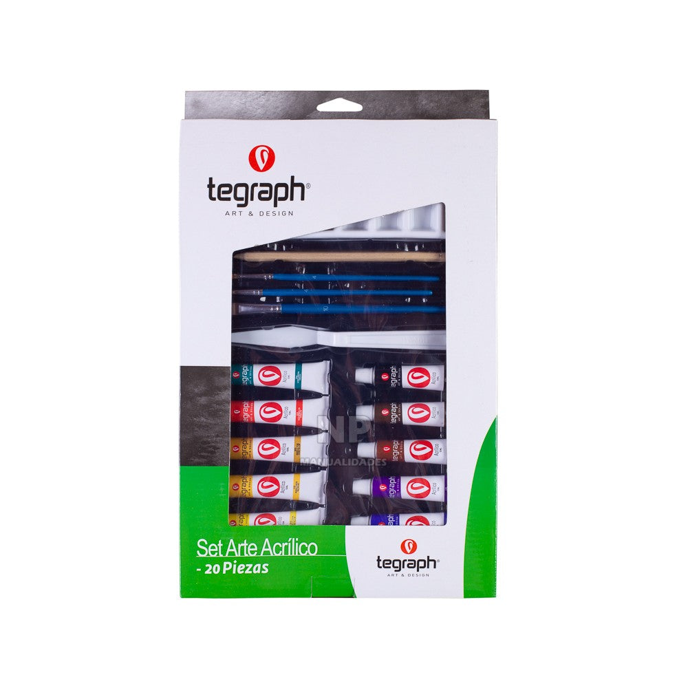 Set Arte Acrílicos Tegraph 20 Piezas
