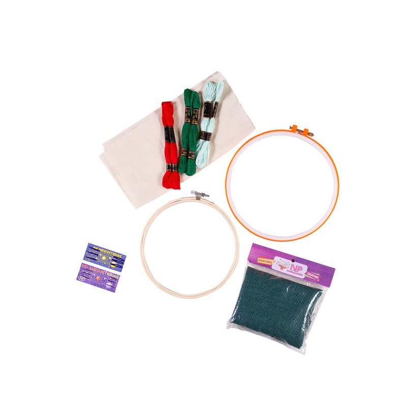 Set Manualidades De Bordado + Aguja Mágica + Tijera Garza