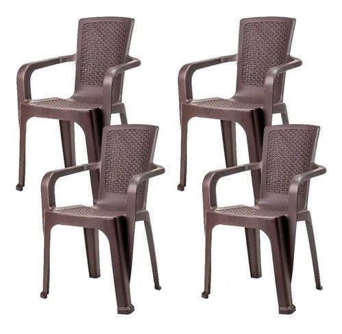 Silla Ratán con brazos / Pack 4 un.